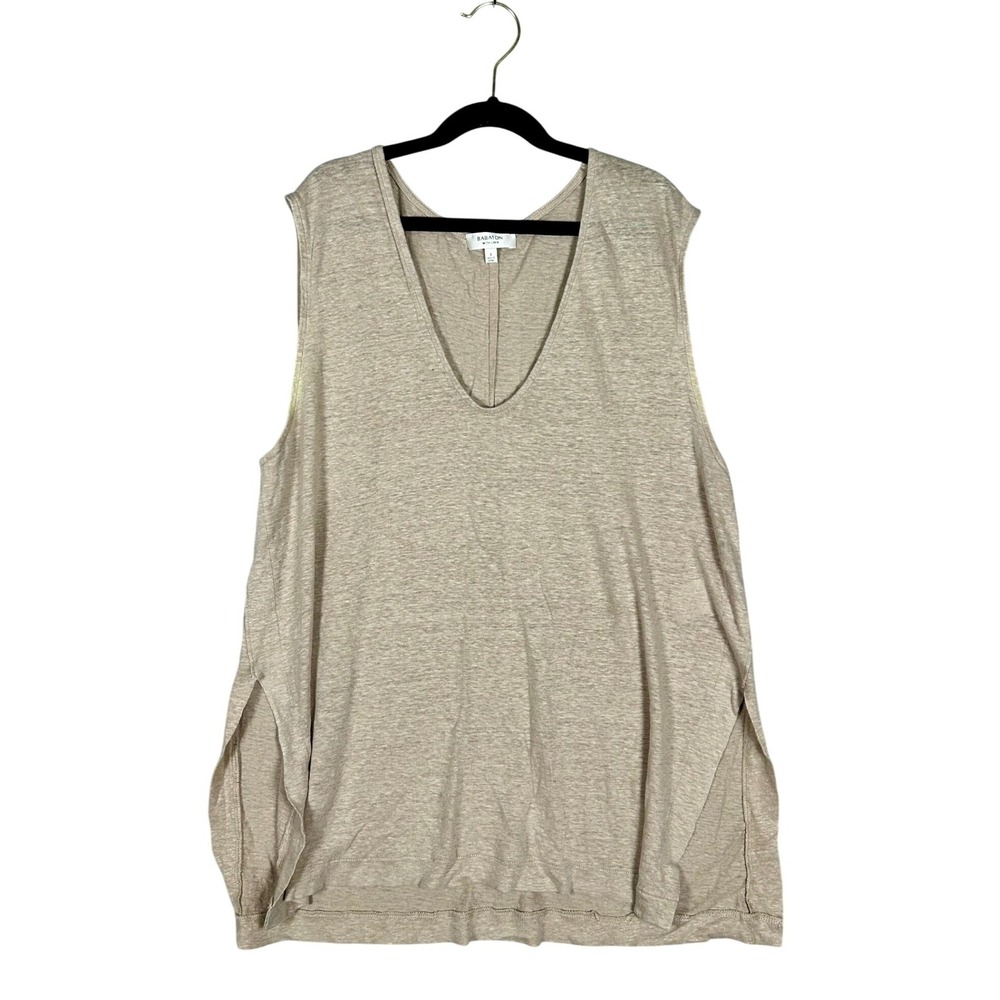 Babaton Aritzia ‎ Tank Top Womens Beige Sleeveless V-Neck Relaxed